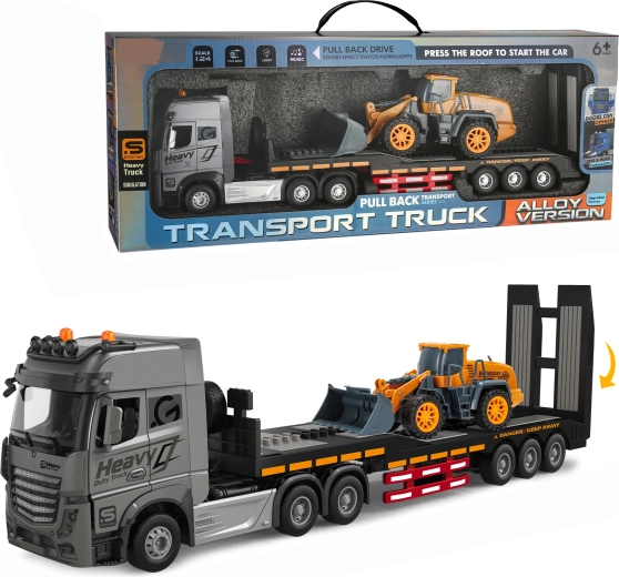 Camión metálico para transporte de coches con cargador 1:24