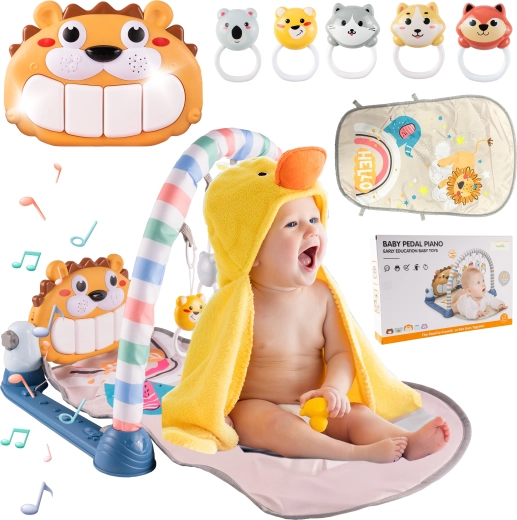 Alfombra de juego interactiva con piano – motivo animal