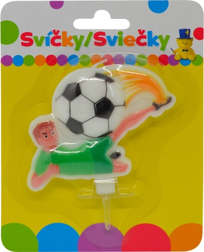 Vela de cumpleaños con futbolista con soporte