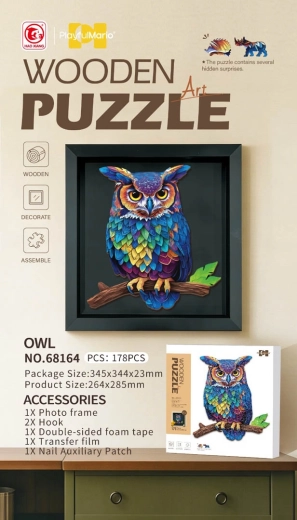 Puzzle de madera de búho con 178 piezas