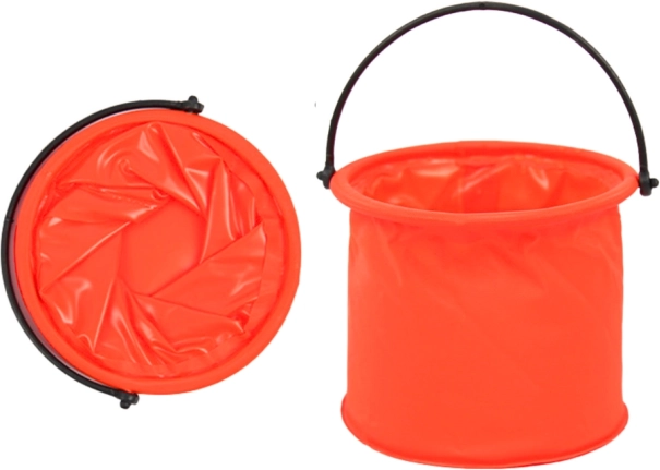 Cubo multifuncional plegable de PVC naranja