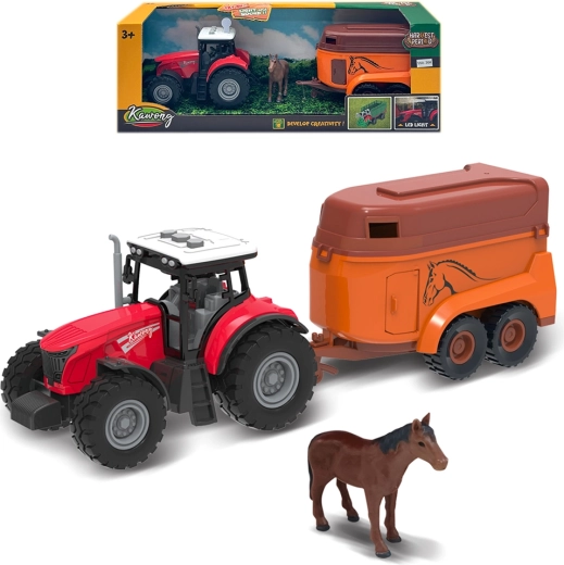 Tractor agrícola con remolque para caballos con luces y sonidos