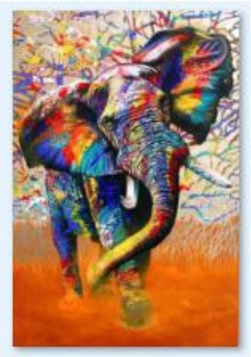 Bordado de diamantes (diamond painting) elefante a color 30 × 40 cm - 1 pieza