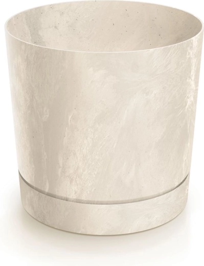 Maceta Tubo P efecto hormigón crema 17,8 cm