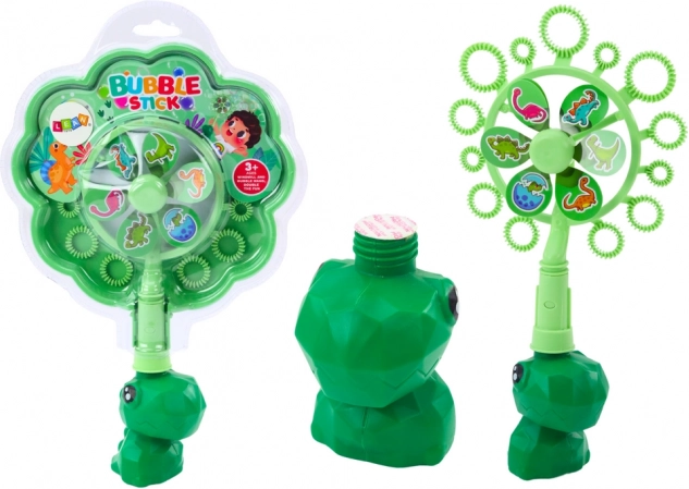 Burbujero con molinillo de dinosaurio con cuenco verde