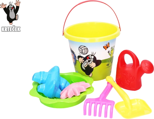 Juego de arena Krtek – gran cubo amarillo de 3,5 l