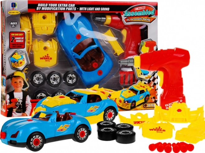 Coche de carreras desmontable con taladro