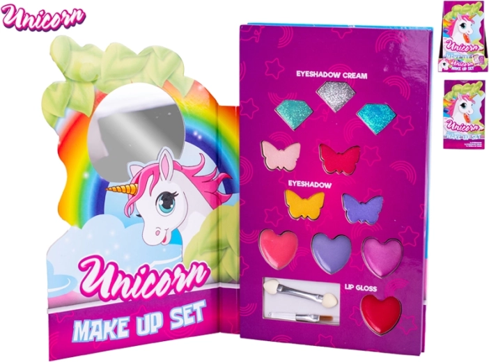 Paleta de maquillaje infantil Unicorn con sombras, purpurina y brillos de labios