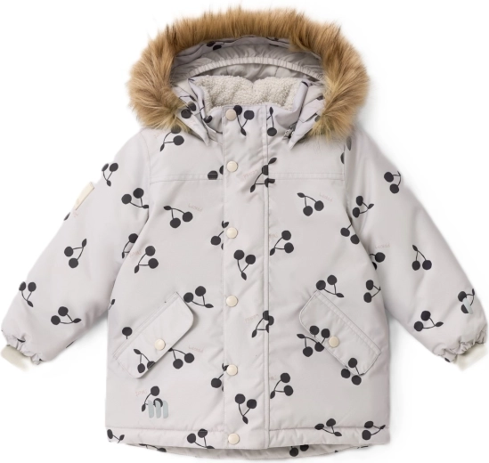 Parka de invierno Leokid Tully Silver Cloud Cherries, talla 104