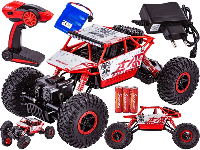 Coche RC rock crawler 2,4 GHz 1:18 rojo