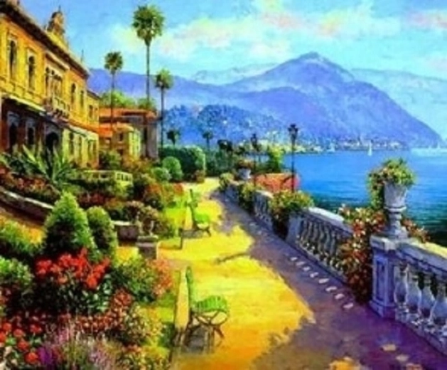 Norimpex Pintura por números ciudad con vistas a las montañas 40 × 50 cm