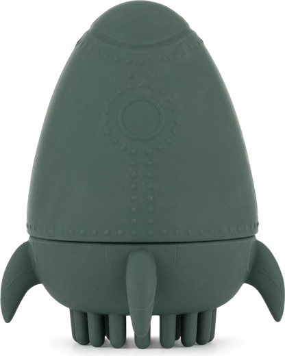 Juguete de silicona para el agua con cepillo Petite&Mars Splashy Rocket misty green