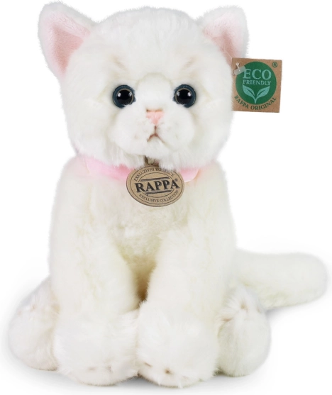Rappa Gata de peluche blanca con collar rosa