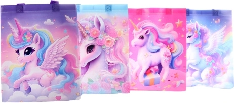 Bolsa de regalo con motivo de unicornio, de plástico, 26 × 32 × 11 cm
