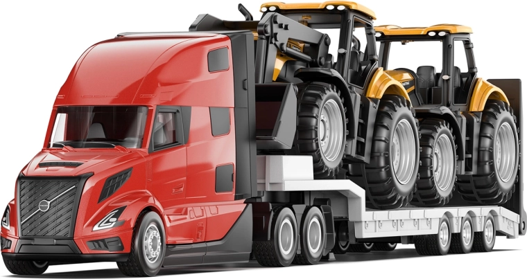 Siku Super camión tractor Volvo VNL 860 con remolque y tractores JCB
