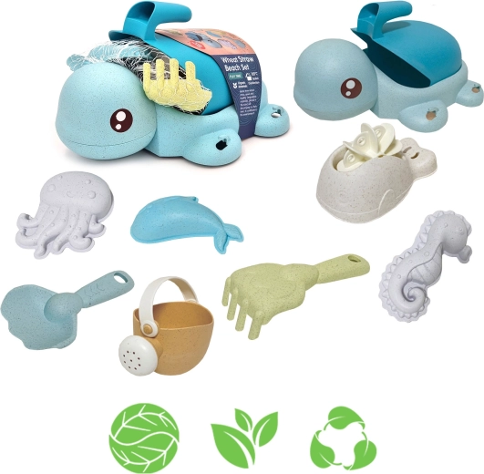 Woopie Green juego infantil para arena y baño Tortuguita 8 piezas de material biodegradable