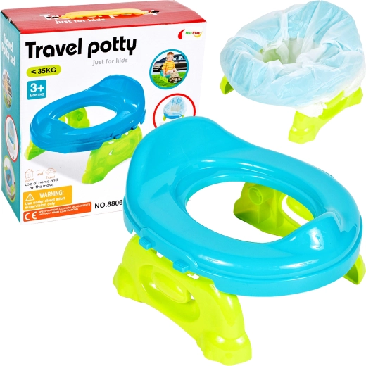 Orinal infantil de viaje con bolsas desechables, azul