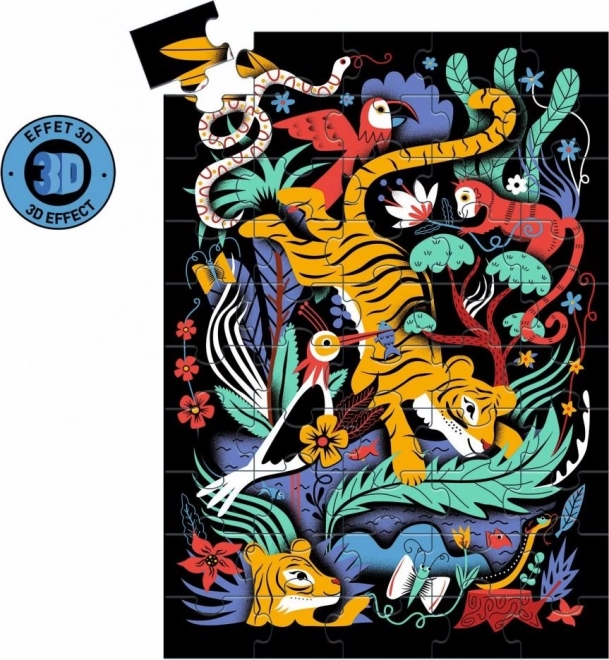 Puzzle de tigre con gafas 3D, 50 piezas