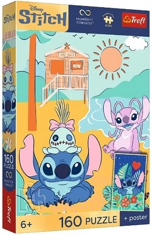 Puzzle Premium Plus Kids Stitch en la ola 160 piezas