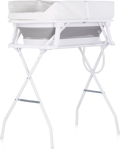 Chipolino Sonata bañera infantil plegable con cambiador y soporte gris