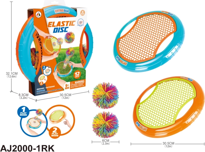 Juego de lanzamiento con discos reflectantes y pelotas