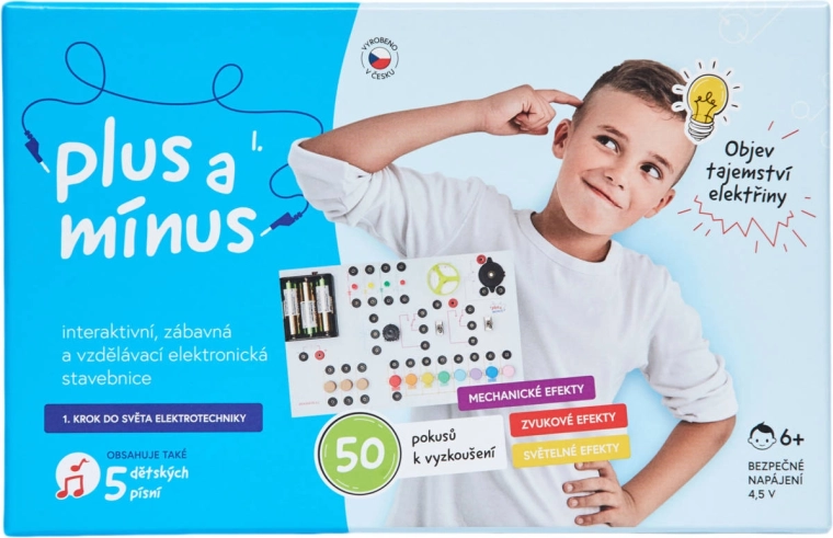 Plus y Minus kit electrónico infantil de construcción electrónica – 50 experimentos (CZ)