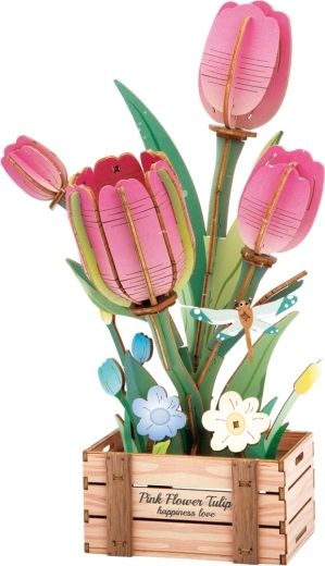 2Kids Toys rompecabezas 3D de madera tulipán rosa