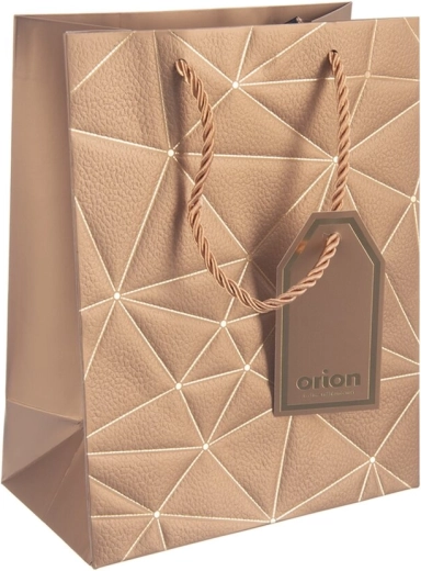 Bolsa de papel de regalo con motivo de rejilla dorada 18 × 10 × 23 cm