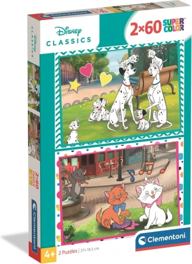 Puzzle CLEMENTONI Disney: 101 dálmatas y Los Aristogatos 2×60 piezas