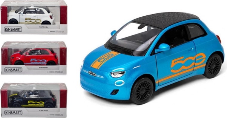 Kinsmart Fiat 500 modelo metálico 1:28 con mecanismo de retroceso