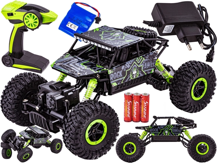 Coche RC rock crawler 2,4 GHz 1:18 verde
