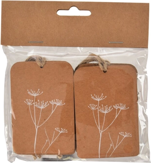 Etiquetas de papel con motivo vegetal blancas 4 uds