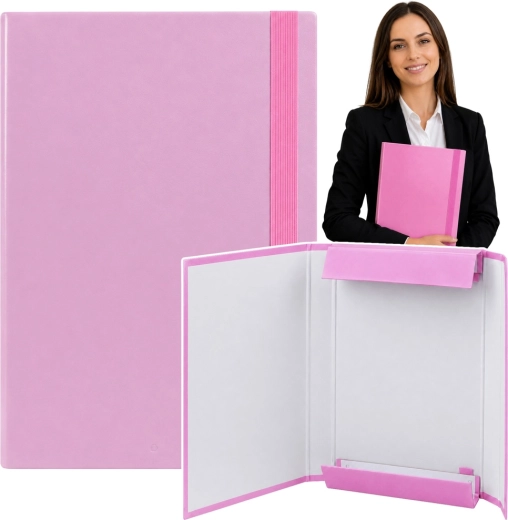 Carpeta de documentos A4 con solapas rosa con goma elástica, rígida (34,5 cm) - 1 pieza
