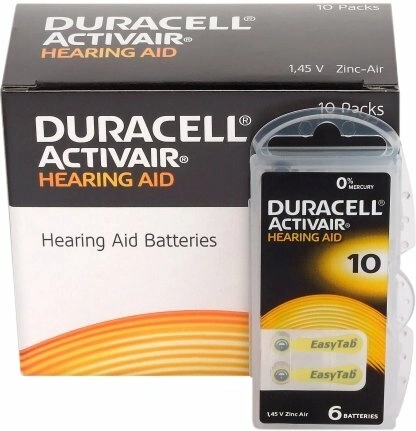 Pilas para audífonos DURACELL Activair 10, 6 uds.