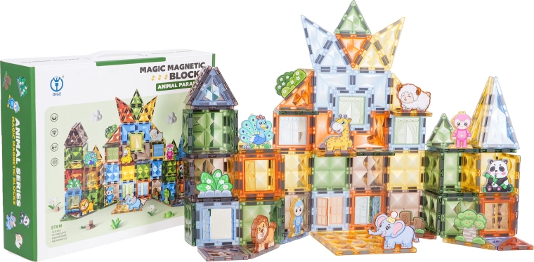Juego de construcción magnético para niños, 116 piezas, con animales
