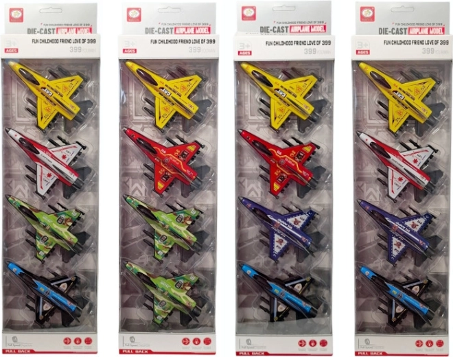 Avión militar metálico – set de 4 uds con mecanismo pull back