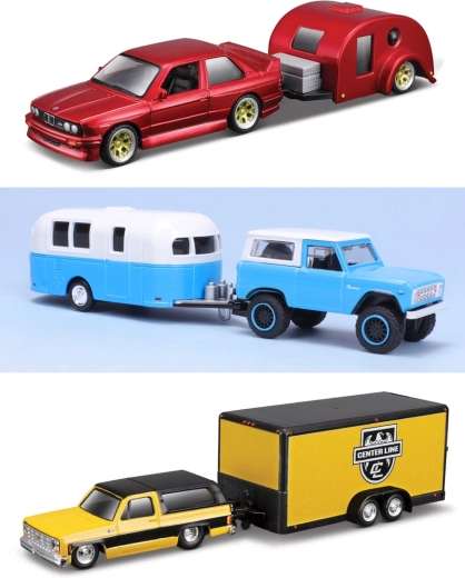 Maisto Design Tow & Go modelo de coche con remolque 1:64