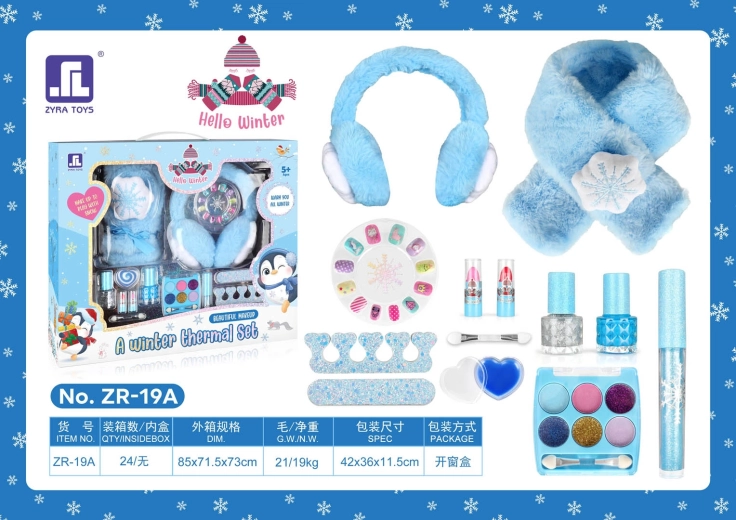 Set infantil de invierno con bufanda, orejeras y cosmética