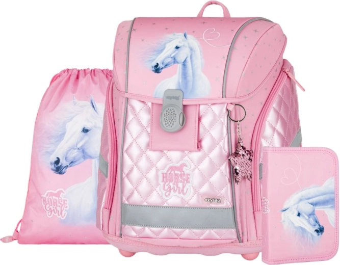 Set escolar de 3 piezas PREMIUM LIGHT – caballo rosa Romantic