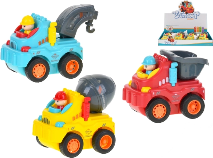 Alegre vehículo de construcción de fricción 8 cm, 3 tipos