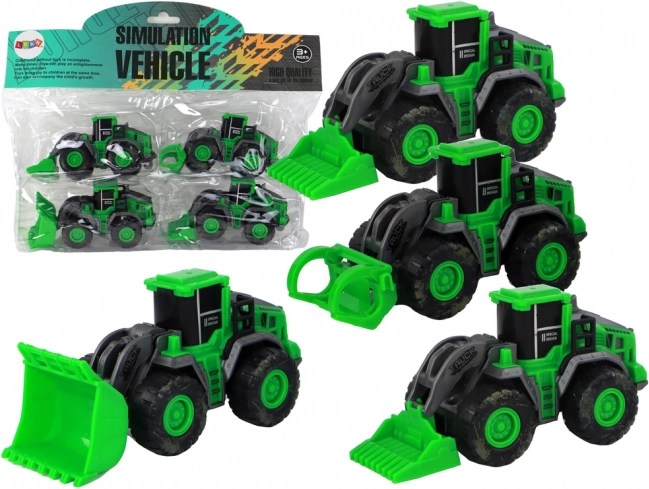 Juego de Tractores Verdes de 4 Piezas
