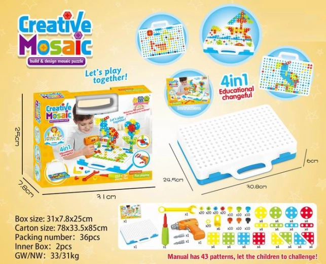 Juego de construcción con taladro infantil (43 piezas)
