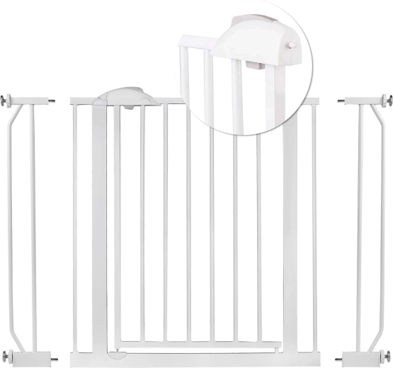 Barrera de seguridad blanca NUKIDO para puertas y escaleras 75–105 cm