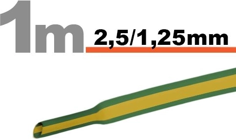 Tubo termorretráctil amarillo-verde 2,5 / 1,25 mm