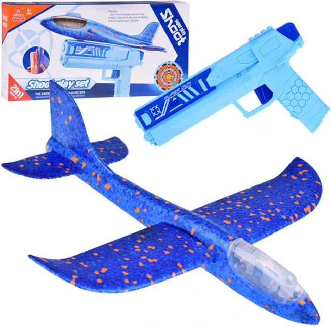 Divertido avión de espuma con luces LED lanzado con pistola