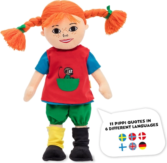 Muñeca suave parlante Pippi Calzaslargas 40 cm