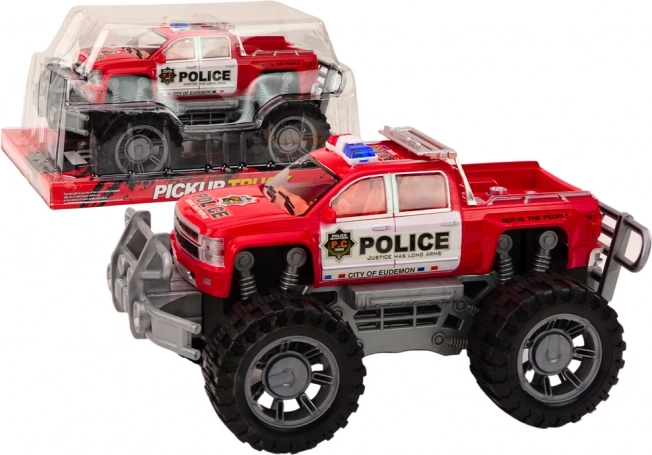 Pickup policial todoterreno – coche rojo con mecanismo de inercia
