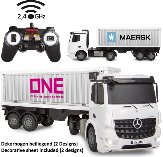 Camión contenedor teledirigido RC Mercedes-Benz Arocs 1:26 con control de 2,4 GHz