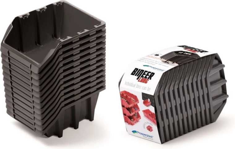Juego de cajas de almacenamiento Bineer Long, 12 uds., 190 × 77 × 120 mm, negro