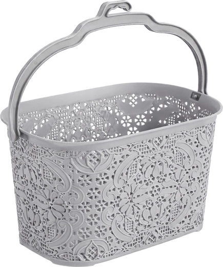 Cesta colgante para pinzas 22 × 14,5 × 13,5 cm, plástico, gris claro